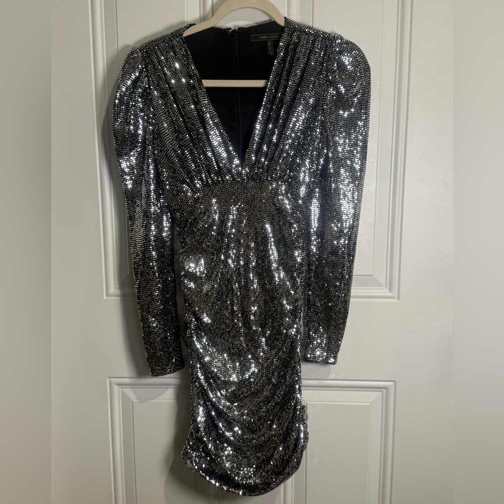 BCBGMaxAzria Metallic Long Sleeve Dress